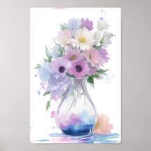 Vaas van Pastel Bloemen Waterverf Bloem