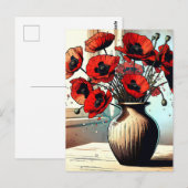  vaas van rode papavers briefkaart (Voorkant / Achterkant)