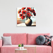 vaas van rode papavers canvas afdruk (Insitu (Woonkamer))
