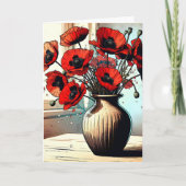 Vaas van rode papavers Denken aan jou Kaart (Voorkant)