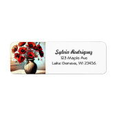  vaas van rode papavers etiket (Voorkant)