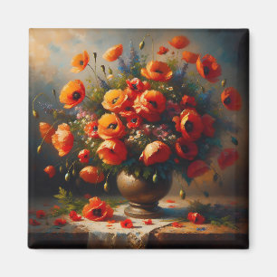 Vaas van rode papavers magneet