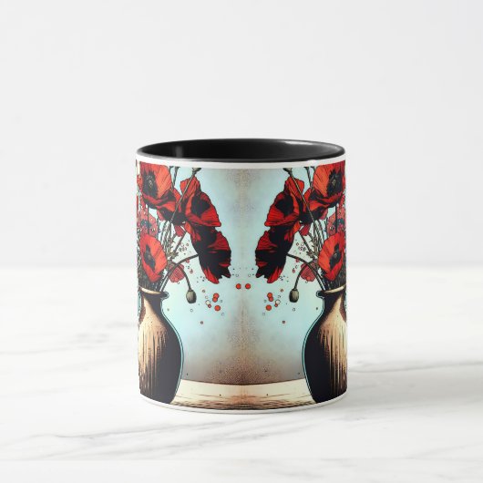 vaas van rode papavers mok (Midden)