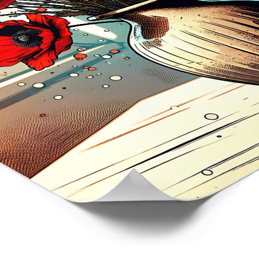  vaas van rode papavers poster (Hoek)