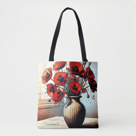  vaas van rode papavers tote bag (Voorkant)