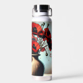  vaas van rode papavers waterfles (Achterkant)