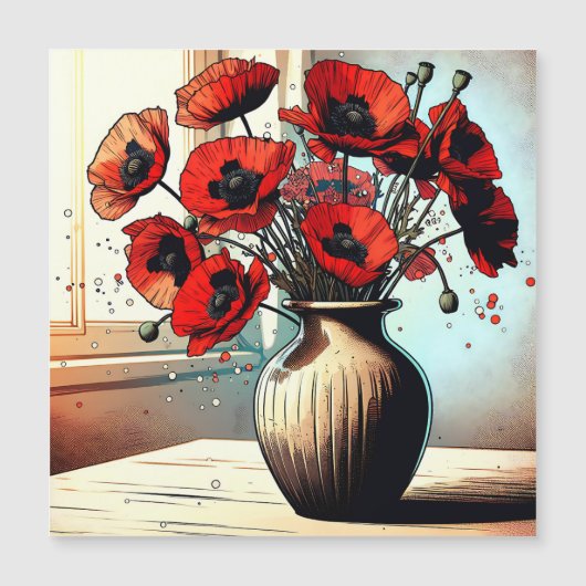  Vaas van Rode Poppies ai art (Voorkant)