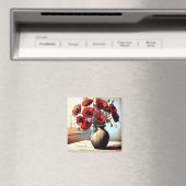 Vaas van Rode Poppies ai art Magneet (Insitu (Vaatwasser))