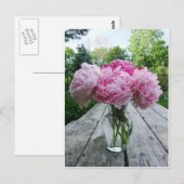 Vaas van Roze Pioenen Briefkaart (Voorkant / Achterkant)