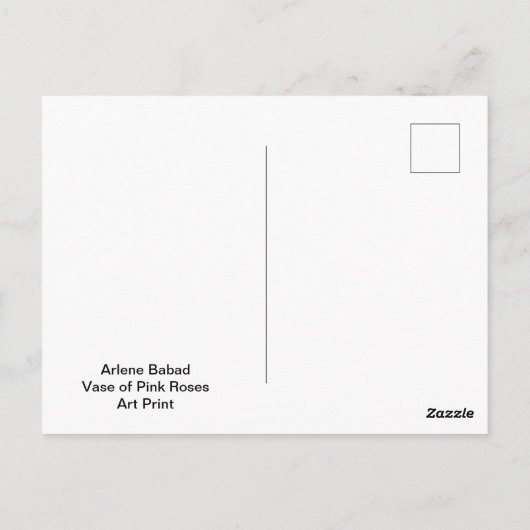 Vaas van roze rozen, briefkaart (Achterkant)