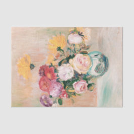Vaas van Rozen en dahlia's door Auguste Renoir Tissuepapier