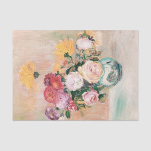 Vaas van Rozen en dahlia's door Auguste Renoir Tissuepapier (Voorkant)