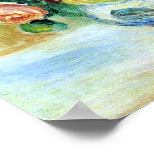 Vaas van Rozen en Dahlias door Renoir Print (Hoek)