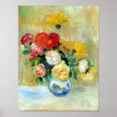 Vaas van Rozen en Dahlias door Renoir Print (Voorkant)