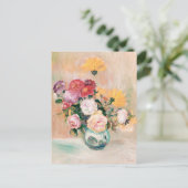 Vaas van Rozen en Dahlias, renoir Briefkaart (Staand voorkant)