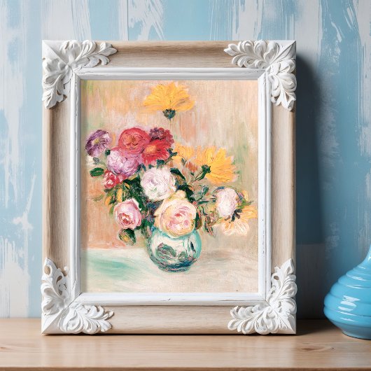 Vaas van Rozen en Dahlias, renoir Poster
