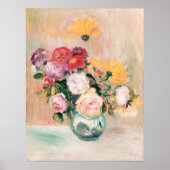 Vaas van Rozen en Dahlias, renoir Poster (Voorkant)