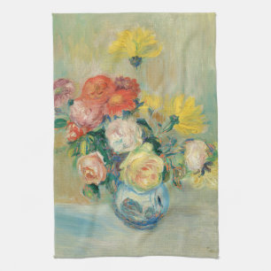 Vaas van Rozen en Dahlia's   Renoir Theedoek