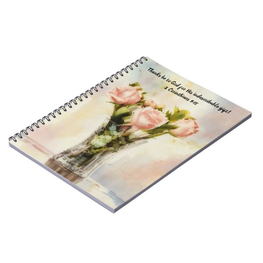 Vaas van Rozen Faith Prayer Journal Bijbelvers Notitieboek (Linkerzijde)