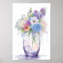 Vaas van Waterverf Bloemen Pastel Kleur