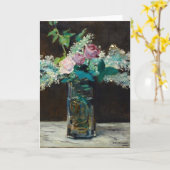 Vaas van witte lila's en Rozen | Édouard Manet Kaart (Gele Bloem)