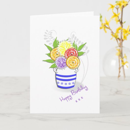  vaas van zomerbloemen kaart (Gele Bloem)