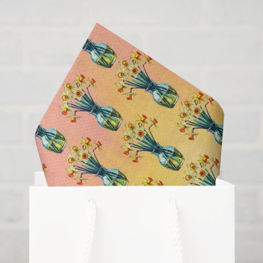 Vaas vol met prachtige narcissen tissuepapier (Cadeauzakje)