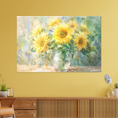 *~* Vaas Zon Bloemen TV2 Uitgerekte Canvas Print (Insitu (Woonkamer))