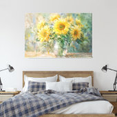 *~* Vaas Zon Bloemen TV2 Uitgerekte Canvas Print (Insitu (Slaapkamer))
