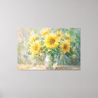 *~* Vaas Zon Bloemen TV2 Uitgerekte Canvas Print