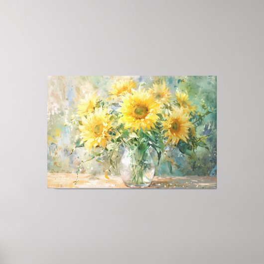 *~* Vaas Zon Bloemen TV2 Uitgerekte Canvas Print (Voorkant)