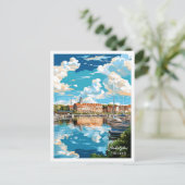 Vaasa Finland vintage reisillustratie Briefkaart (Staand voorkant)