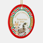 Vaatmaskers 2020 Aangepast voor kerstdieren Keramisch Ornament (Rechts)