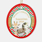 Vaatmaskers 2020 Aangepast voor kerstdieren Keramisch Ornament (Links)