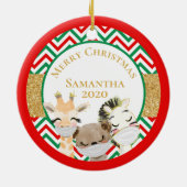 Vaatmaskers 2020 Aangepast voor kerstdieren Keramisch Ornament (Achterkant)