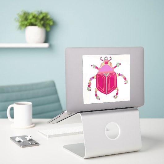 Vaatwasmachinebestendige Sticker met Whimsical Pin (Laptop op bureau)