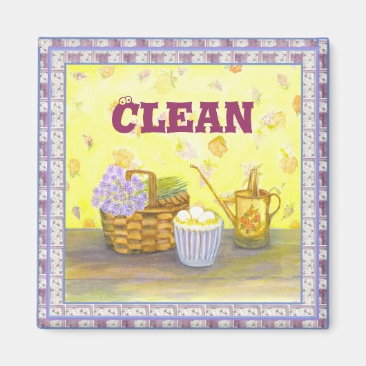 Vaatwasser Magneet #1 "Schoon" op Eieren & Bloemen (Voorkant)