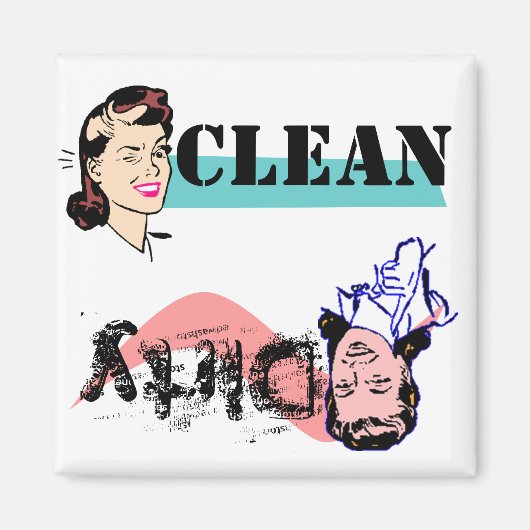 Vaatwasser Magneet Vinger Wag Dirty vs Wink Clean (Voorkant)