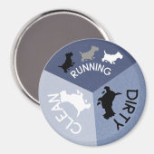 Vaatwasser Magnet Blauwe Hond Running Clean Dirty (Voorkant / Achterkant)