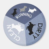 Vaatwasser Magnet Blauwe Hond Running Clean Dirty (Voorkant)