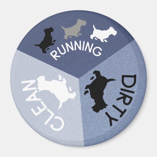 Vaatwasser Magnet Blauwe Hond Running Clean Dirty (Voorkant)