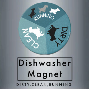 Vaatwasser Magnet Pet Dog Running Clean Dirty Aqua