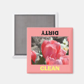 Vaatwasser magneten Dirty Clean Pink Tulpen (Voorkant / Achterkant)