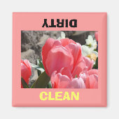 Vaatwasser magneten Dirty Clean Pink Tulpen (Voorkant)