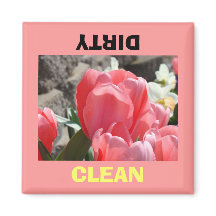 Vaatwasser magneten Dirty Clean Pink Tulpen