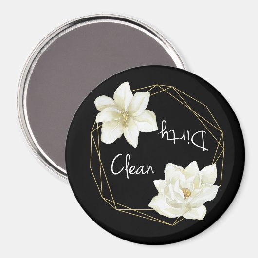 Vaatwasser Schoon Vuil Magnolia Bloem Elegant Magneet (Voorkant / Achterkant)