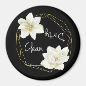 Vaatwasser Schoon Vuil Magnolia Bloem Elegant Magneet (Voorkant)