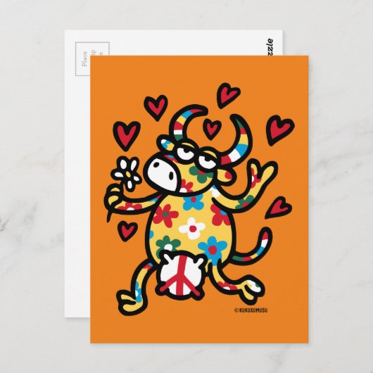 Vaca Hippy Briefkaart (Voorkant / Achterkant)