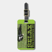 Vacatie betekent Relax Kat Foto Fun Motto Bagagelabel (Voorkant verticaal)