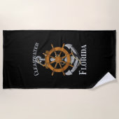 Vacatie in Clearwater Florida Nautical Anchor Helm Strandlaken (Voorkant)